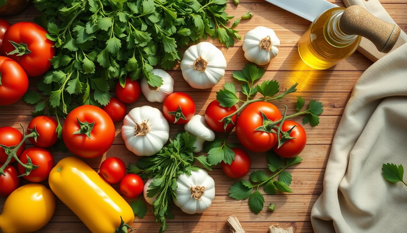 Ingredients prepared for a simple home dinner